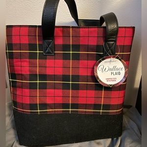 Wallace Plaid Shopper Tote with Pouch by punctuate - New